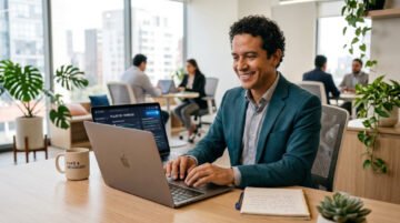 Profesional usando habilidades de IA en el trabajo