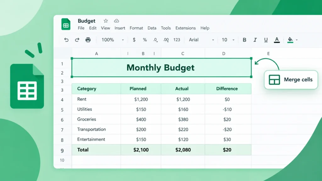 Cómo combinar celdas en Google Sheets paso a paso 48 Como combinar celdas en Google Sheets paso a paso
