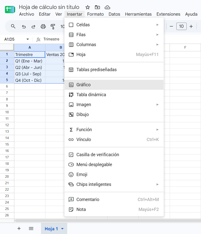 Cómo hacer un gráfico en Google Sheets paso a paso