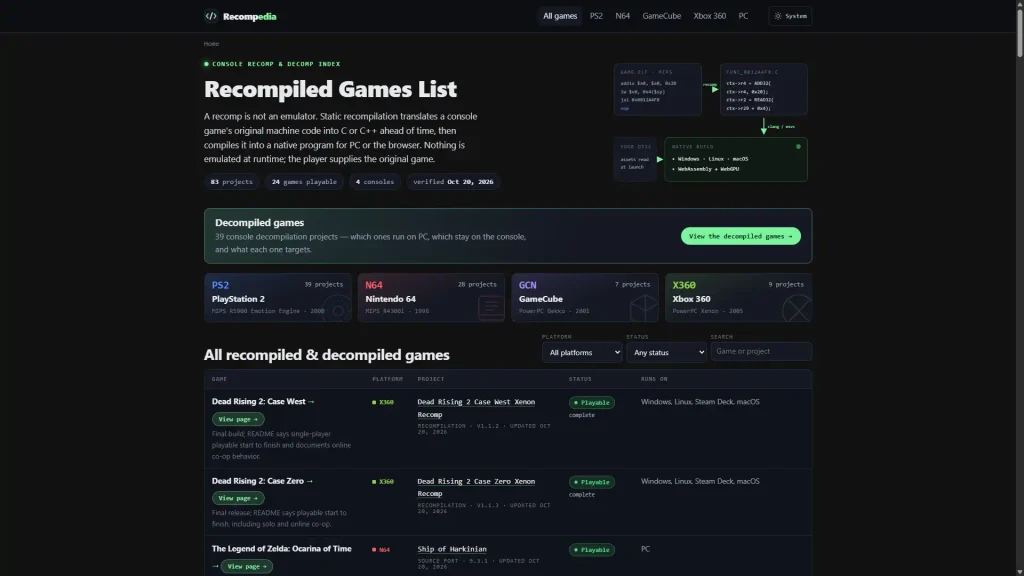 Los mejores sitios para buscar ports no oficiales de juegos clásicos (Guía 2026) 40 recompedia
